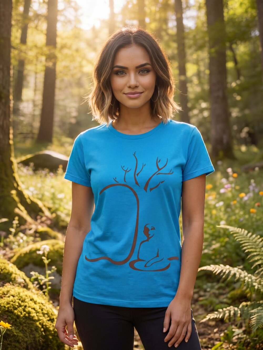 Meditating Buddha Painted Tee: 100% Organic Cotton T Shirt For Women